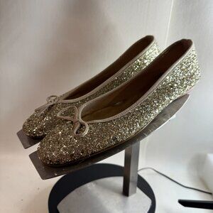 Bellofatto Made in Italy Ballet Flats Gold Metallic Confetti Glitter Size 7b